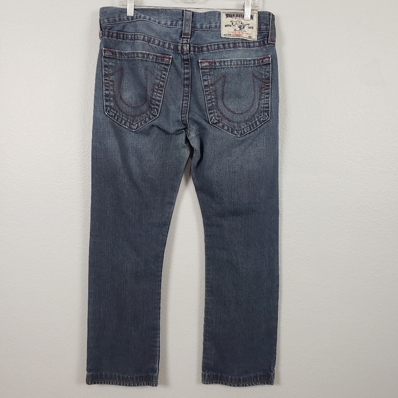 TRUE RELIGION Men's Jeans Blue Red Stitching Straight Sz 33 - Picture 4 of 9